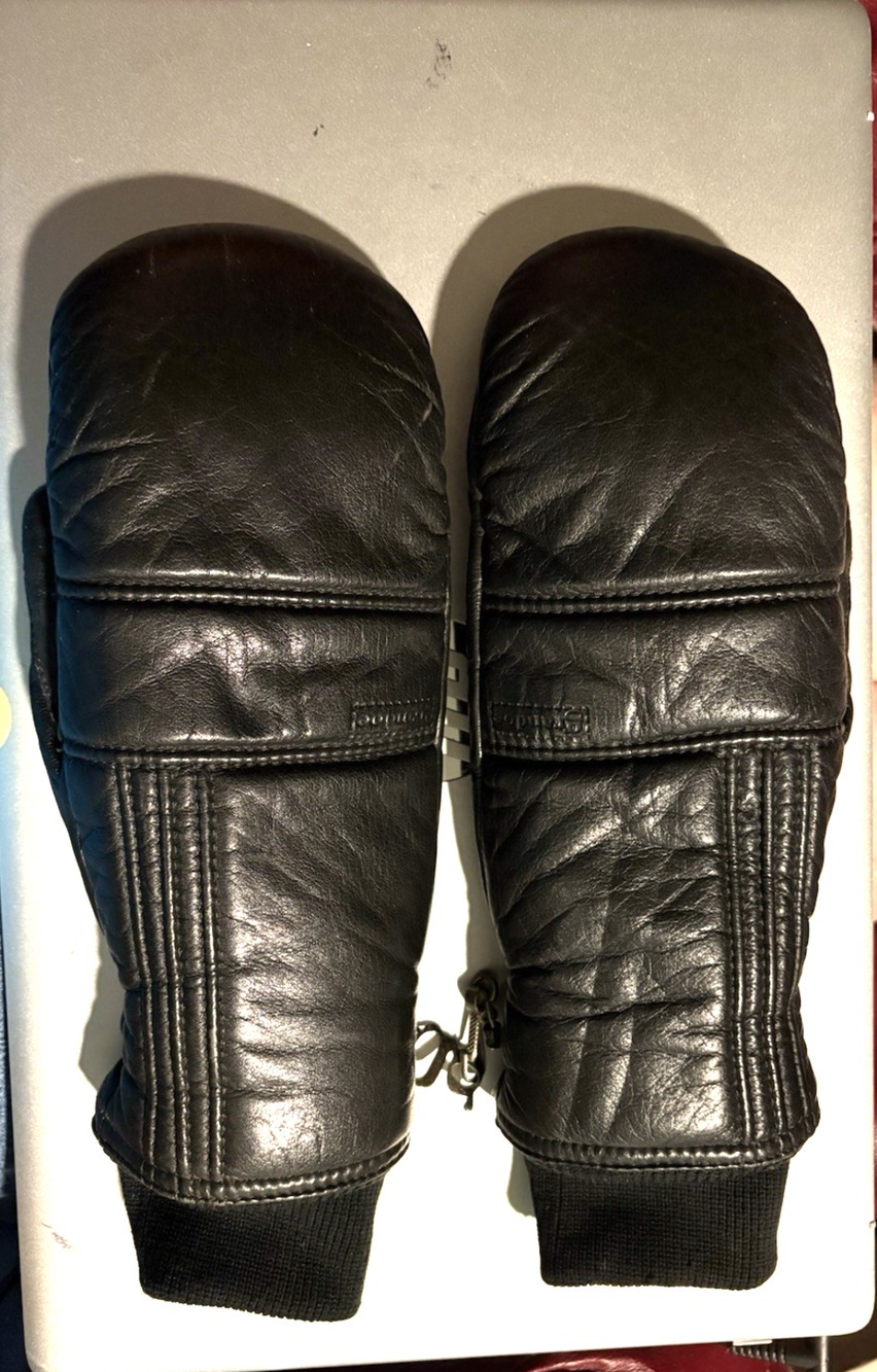 VTG 80's Grandoe Black Insulated Winter Mittens Ski Gloves Women's Size M